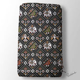 Black Animal Patola Digital Printed Fabric Material